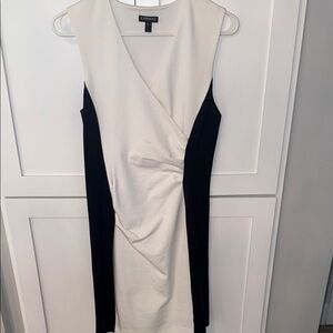 Express White and Cream Sheath Mini Dress Sleeveless V-Neck